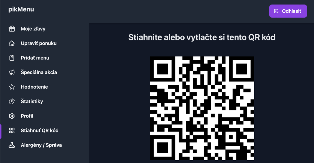 pikMenu.com ako vyzerá vnútro menu a kde si stiahnete QR kód