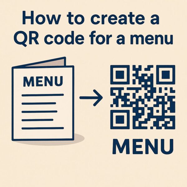 Step-by-step visual showing the creation of a QR code from a restaurant menu for digital access
